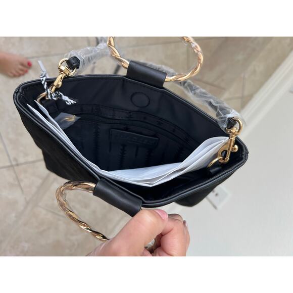 Thacker NYC Ring Handle Bag – Black Suede & Leather - Picture 4 of 4